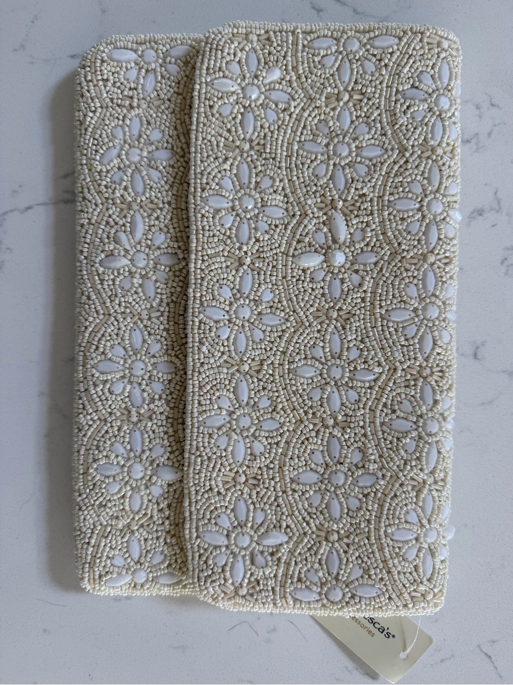 Francesca’s Beaded Floral Clutch Bag in Cream - Picture 2 of 5